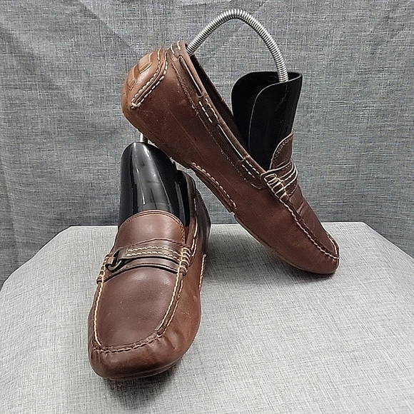 Frye West Ring Soft Brown Leather Slip-On Drivers - Men's Size US 10 - Picture 1 of 10